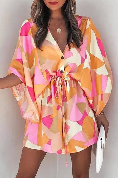 Flowing Sleeves Shirt Dress