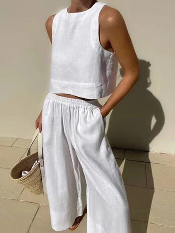 Sleeveless Vest Pant Set