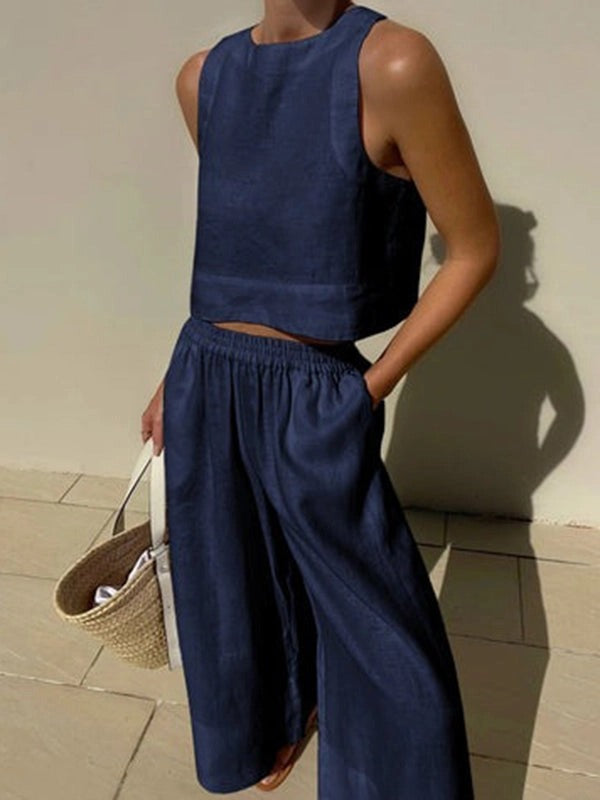 Sleeveless Vest Pant Set