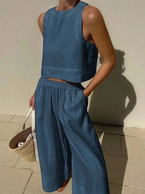 Sleeveless Vest Pant Set