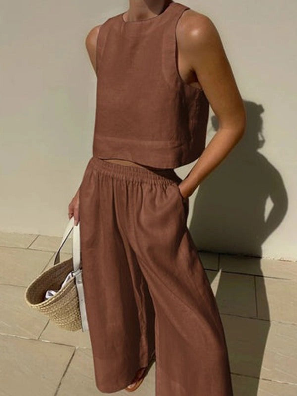 Sleeveless Vest Pant Set