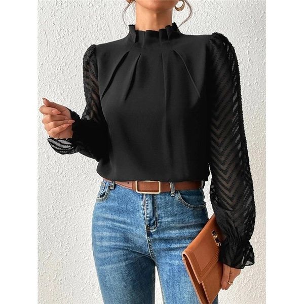 Pleated Sheer Arms Blouse