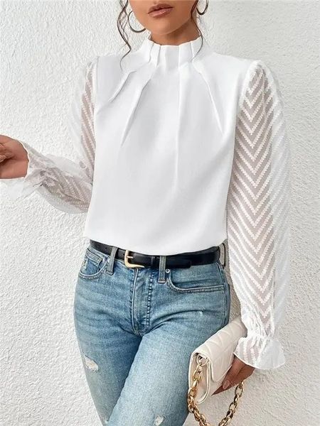 Pleated Sheer Arms Blouse