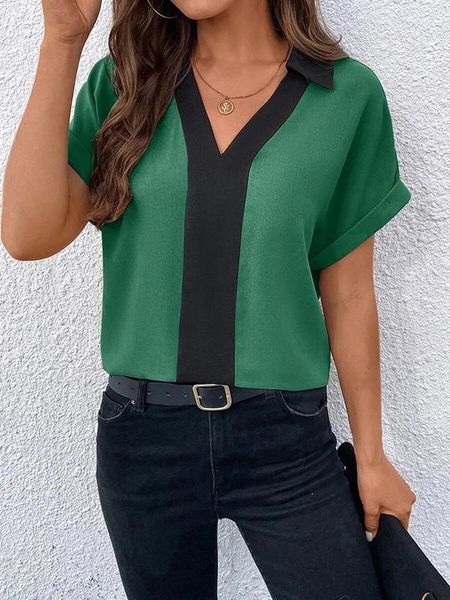 Contrasting V Neck Top