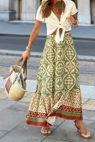 Tiered Mix Print Maxi