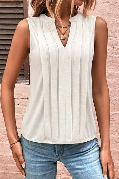 Pleated Jersey Knit Tank