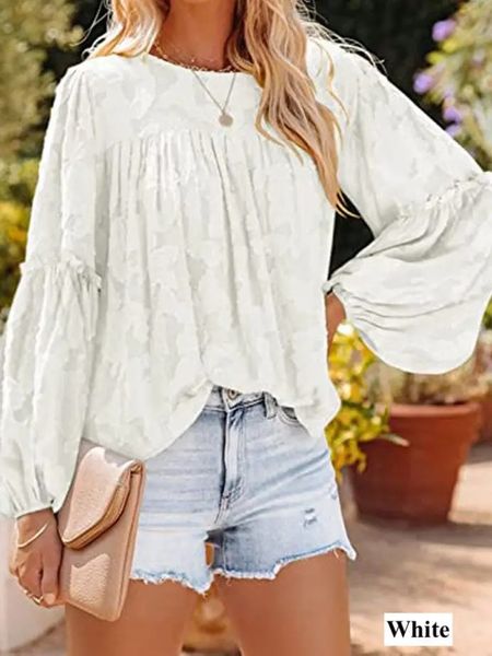 Burnout Balloon Sleeve Lace Top