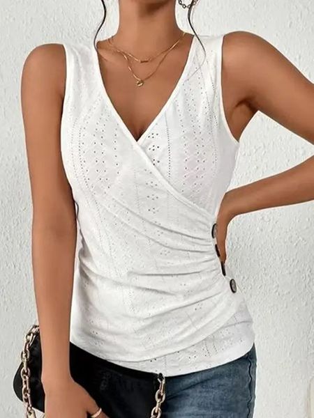 Button Waist Eyelet Tank