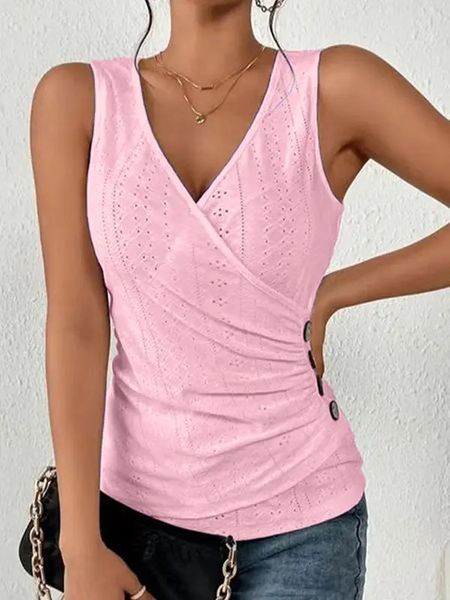 Button Waist Eyelet Tank