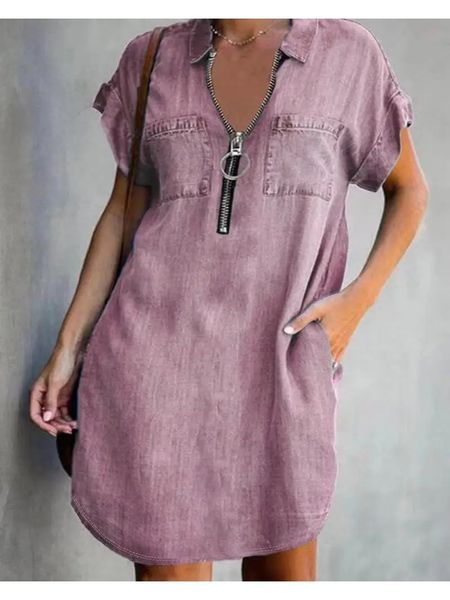 Casual Deep Zip Dress