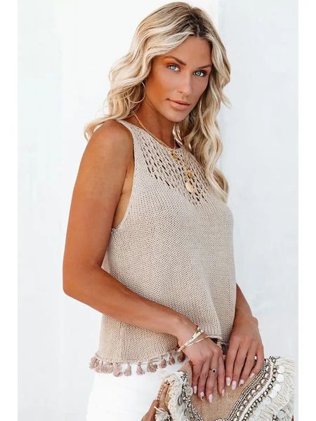 Tassel Trim Knit Tank