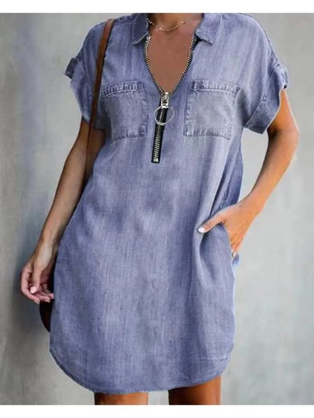 Casual Deep Zip Dress