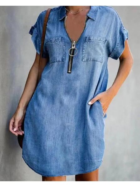 Casual Deep Zip Dress