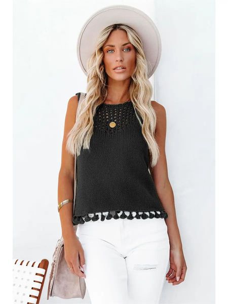 Tassel Trim Knit Tank