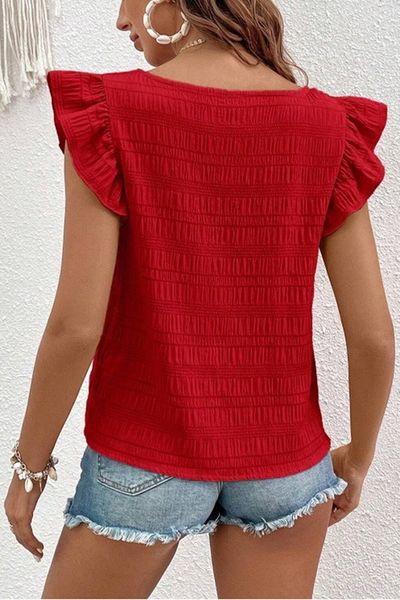 Square Neck Ruffle Top