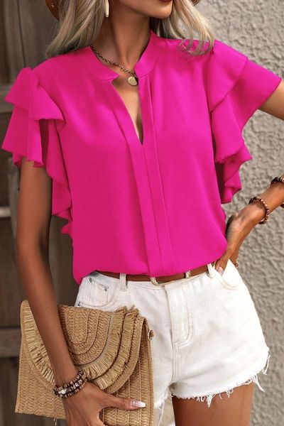 Pleated Double Ruffle Top