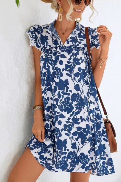 Floral V Neck Pom Dress