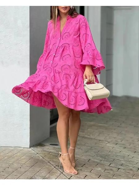 Eyelet Flowy Longsleeve Dress