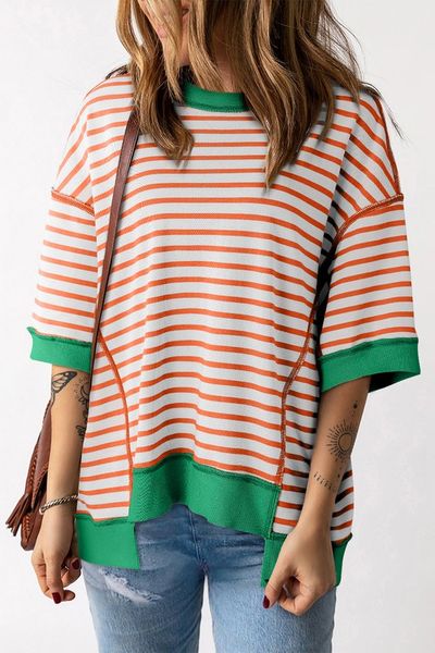 Oversized Stripe Combo Tee