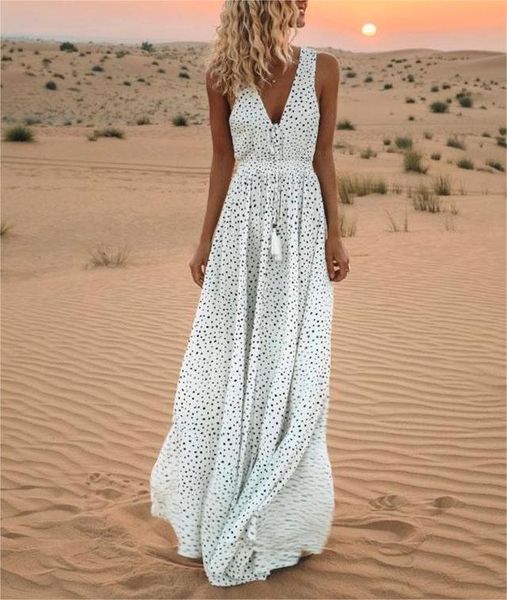 Polka Dot Tassel Maxi