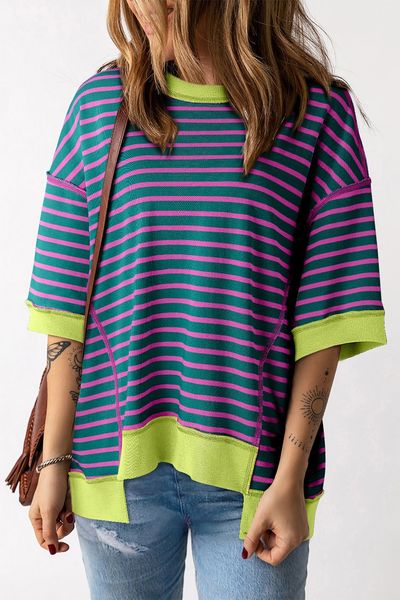 Oversized Stripe Combo Tee