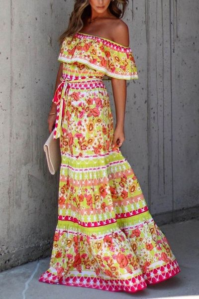 Boho Off Shoulder Maxi Dress