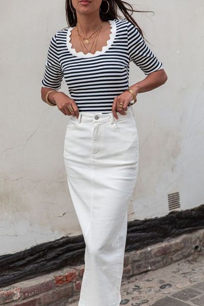 Stripe Scallop Tee