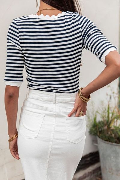 Stripe Scallop Tee