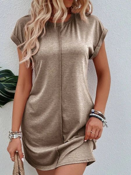 Soft Rolled Cuff Shirt Dress