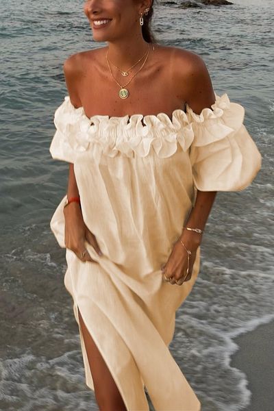 Ruffled Off Shoulder Maxi