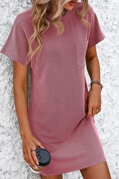 Rib Knit T Shirt Dress