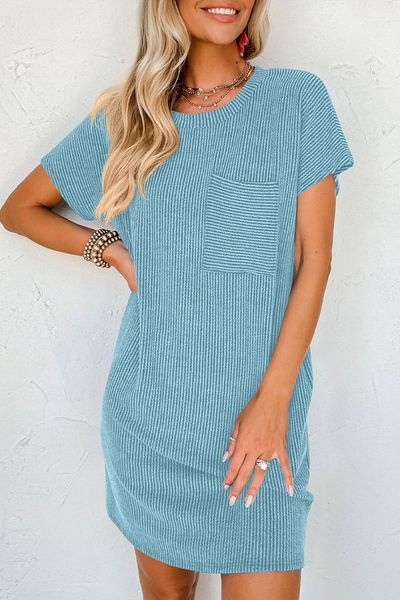 Textured Front Pocket Dress