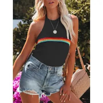 Knit Halter Colorful Stripe