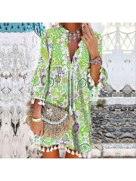 Tassel Flower Paisley Dress