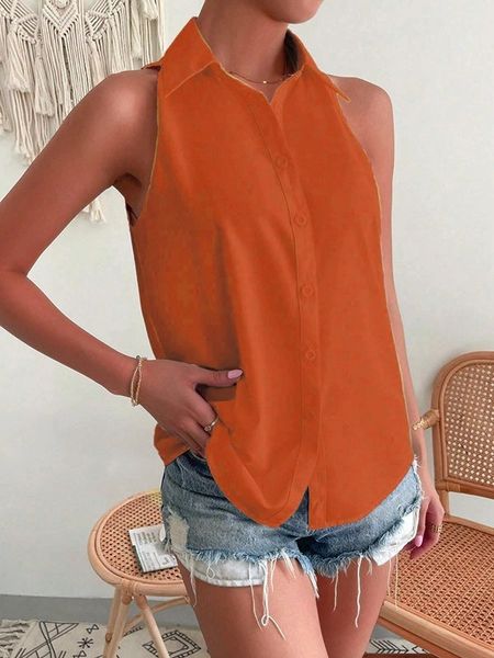 Sleeveless Button Down