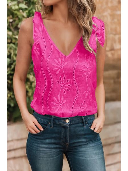 Eyelet Tie Shoulder Top