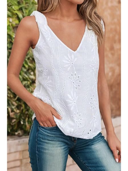 Eyelet Tie Shoulder Top