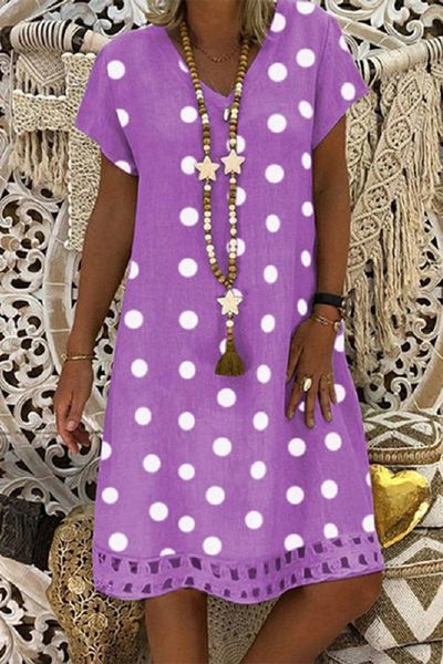 V Neck Dot Dress