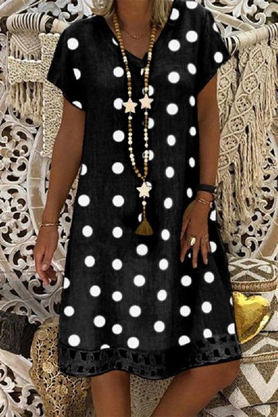 V Neck Dot Dress