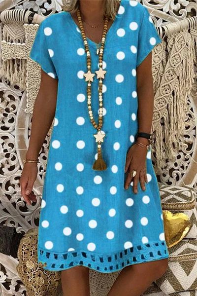 V Neck Dot Dress