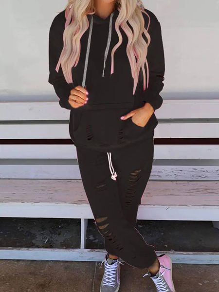 Distressed Hoodie Set