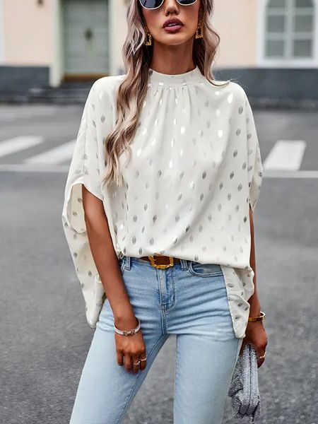 Silver Dot Flowing Blouse