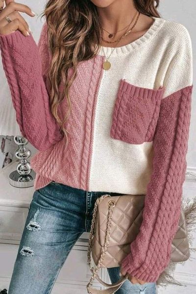 Colorblock Cable Sweater