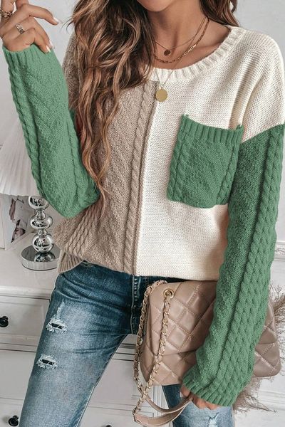 Colorblock Cable Sweater