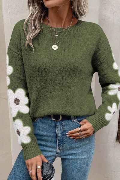 Flower Sleeve Sweater