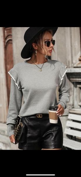 Shoulder Ruffle Sweater