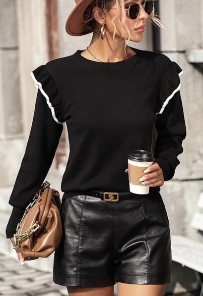 Shoulder Ruffle Sweater