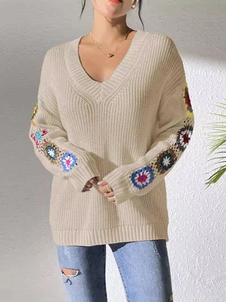 Floral Crochet Arm Sweater