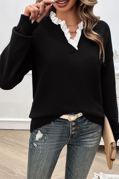 Lace V Neck Sweater