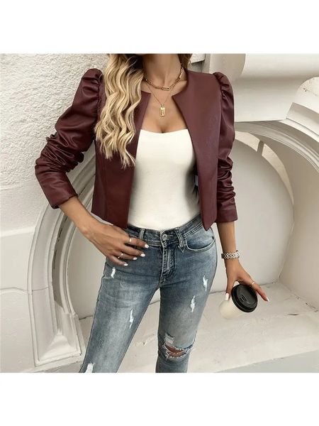 Veagan Leather Puff Shoulder